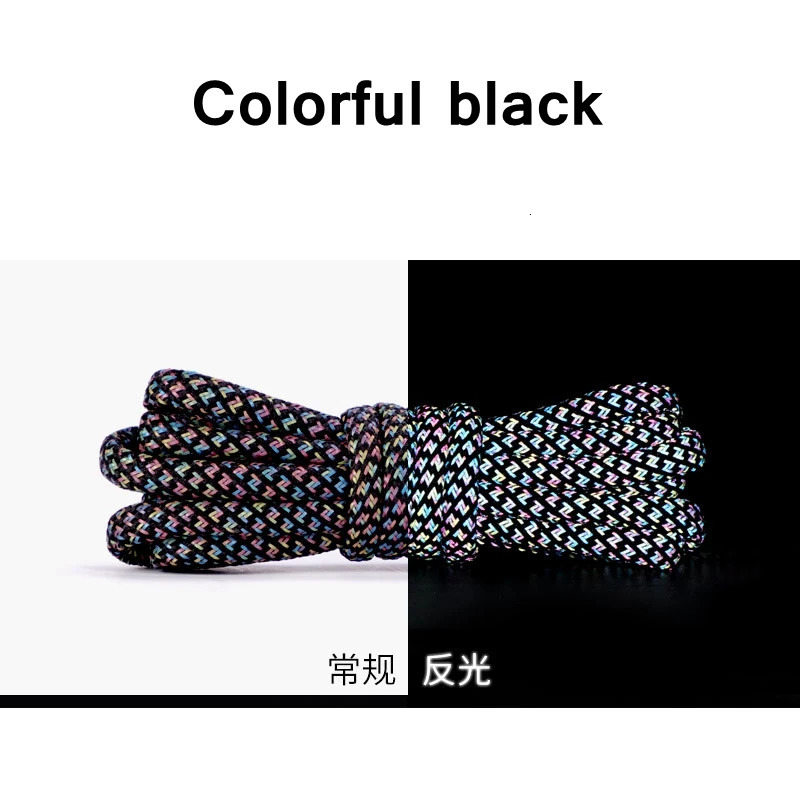 1 pair of reflective sports shoes with round ropes Rholace lightweight shoelaces durable rope length 100120140160CM 250318