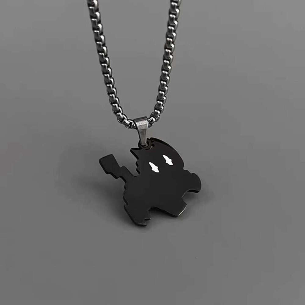 RongMa Lighing Black Cat Popular Trendy Necklace for Men, Cool Style, Women, Titanium Steel Couple, High end Charm Pendant