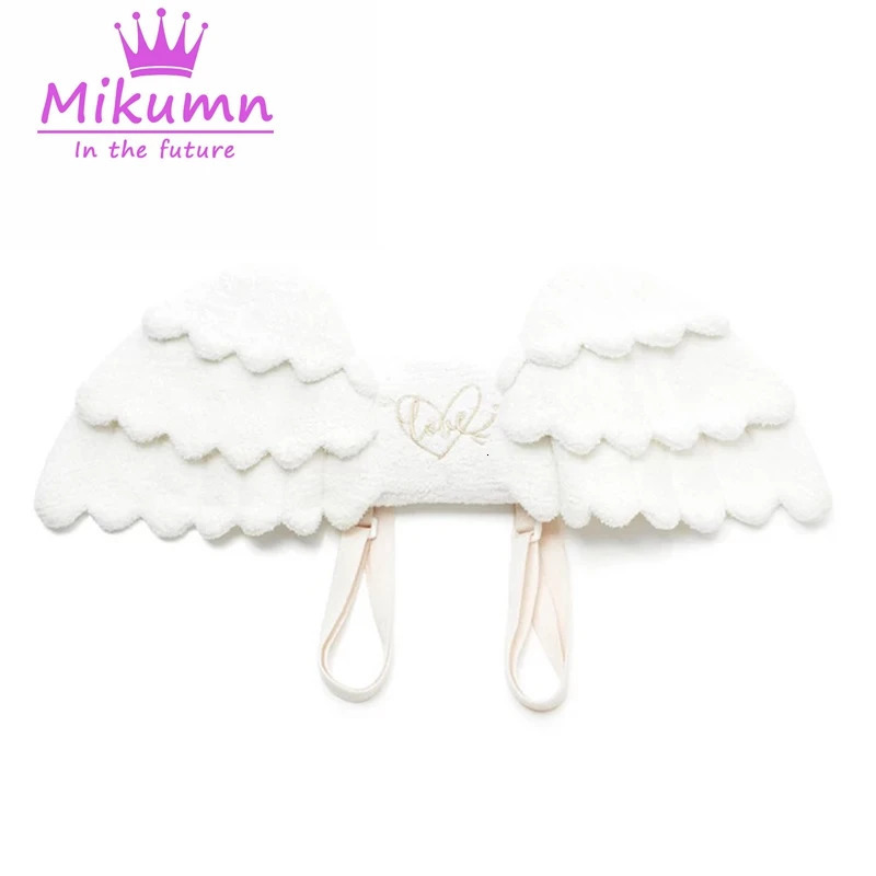 Mikumn White Angel Wings Plush Backpack Japanese Y2k Kawaii Cute Lolita JK Uniform Cosplay Bag For Party Birthday Gift School 250318