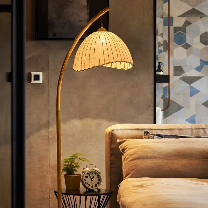 Foyer Wabi Sabi canvas shadow LED floor light Nordic bamboo design metal floor light Nordic Minimalism Living Room Lustre light X250318