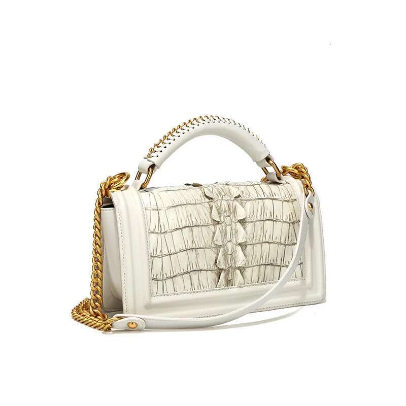 White Crocodile Genuine Leather Chain Women's Crossbody New Small Fragrance Style Bag