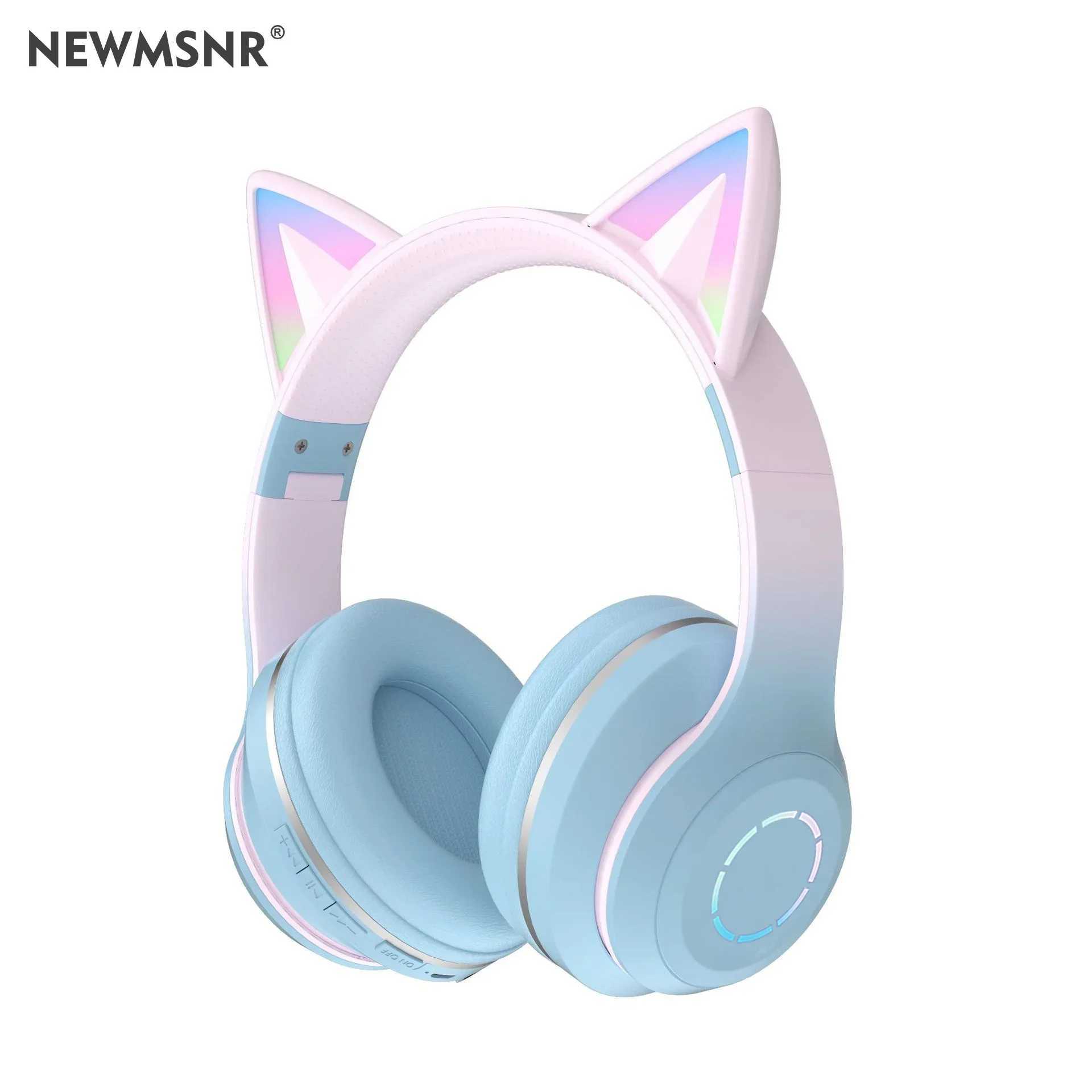 Cute Cat BT Light Headphones Wireless BT Earphone with HD Mic Hifi Stereo Music Gamer Headsets gifts for kids M250318