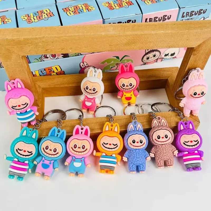 LABUB blind box keychain 12/24 pieces Kawai Rabu cartoon character mysterious box room decoration girl toy Shoolbag pendant giftT250318