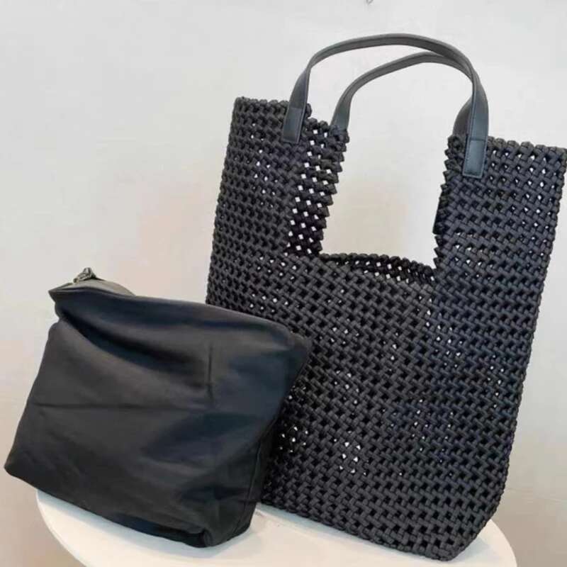 Genuine Leather Tote Bags For Women Handbags Designer 2023 New In Cowhide Weave Hollow Large Capacity With Inner Pocket
