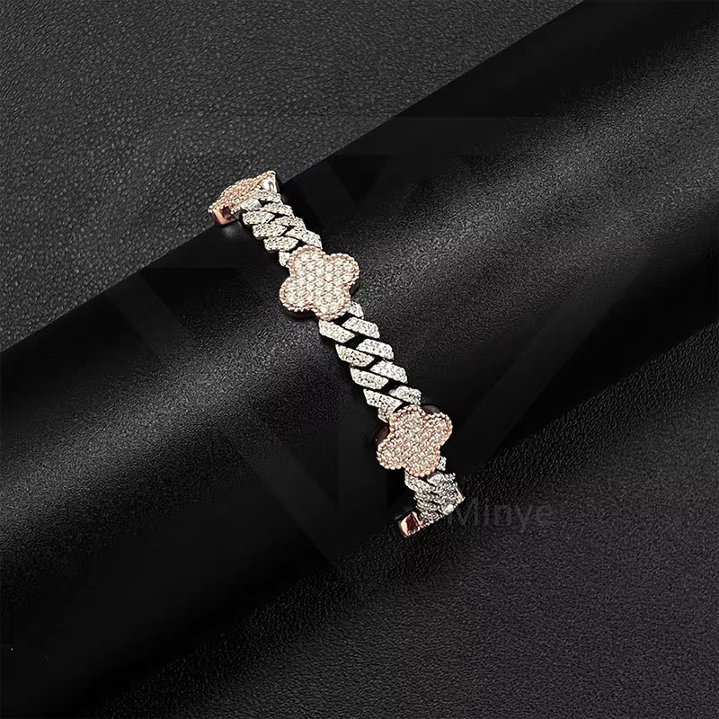 Custom Hip Hop Jewelry Cuban Link Bracelet 925 Sterling Silver Moissanite Cuban Link Bracelet With GRA Certificate