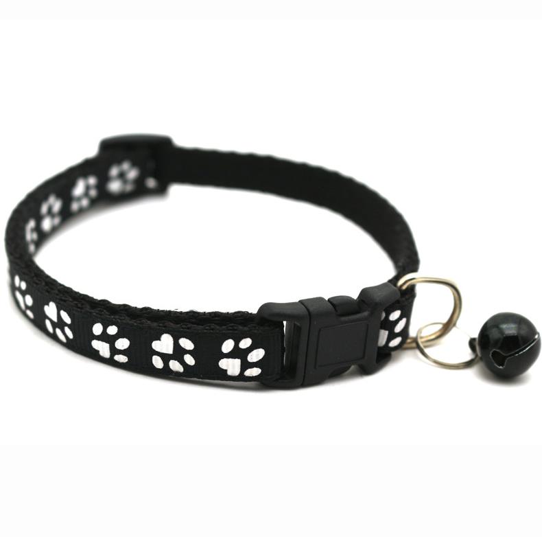 Cartoon Footprint Pet Collar with Bell Colorful Dog Puppy Cat Kitten Collar Adjustable Safety Bell Ring Necklace Pet Accessories ni124