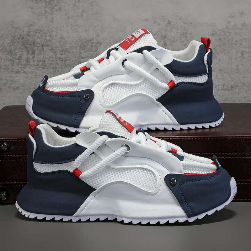 44 size summer 2025 new men's mesh breathable sneakers height increasing sports comfortable casual shoes for men