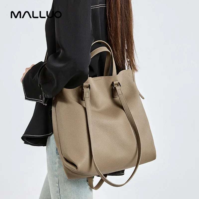 Women Cowhide Genuine Leather Shoulder Bag Female Casual Large Capacity Office Totes Handbag Ladies Work Strap Crossbody Bags