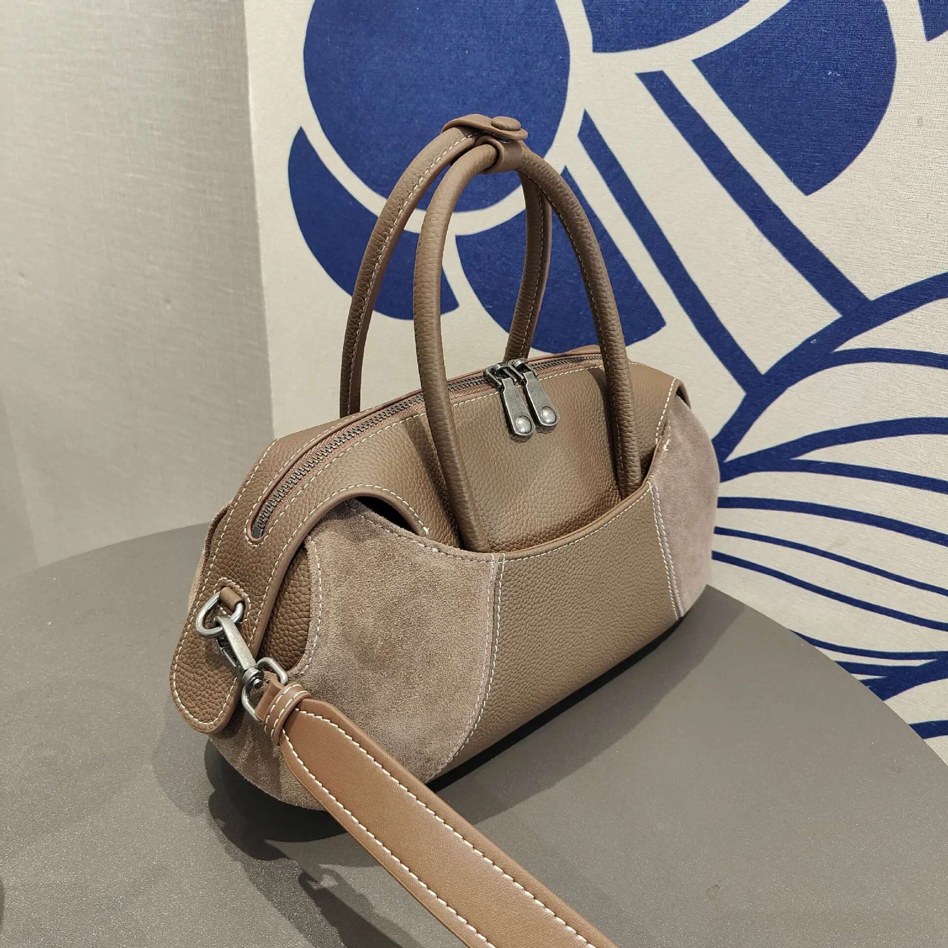 New 2025 Hit-Color Baseball Bowg Tote Stylish All-Match Genuine Cow Leather Women Shoulder Bag Leisure Ladies Handbag Green
