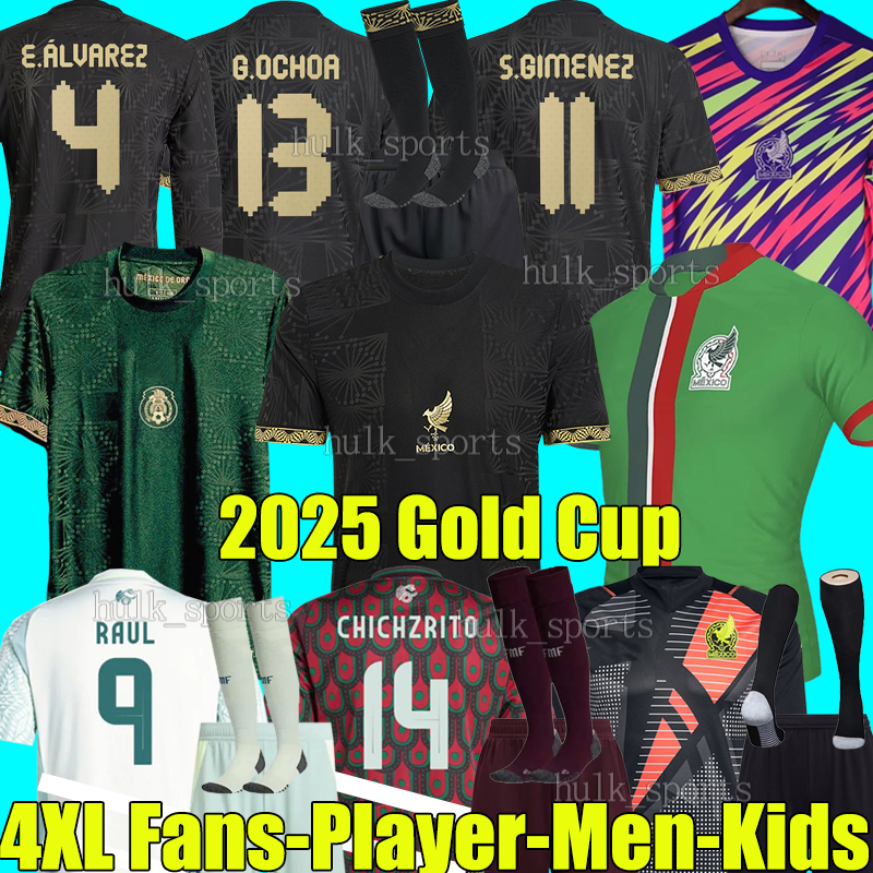 4XL 2025 gold cup Mexico soccer jerseys RAUL HENRY SANCHEZ LIRA LIRA HENRY VEGA PINEDA QUINONES SEPULVEDA LAINEZ HERRERA OCHOA men kids kits socks set football shirt