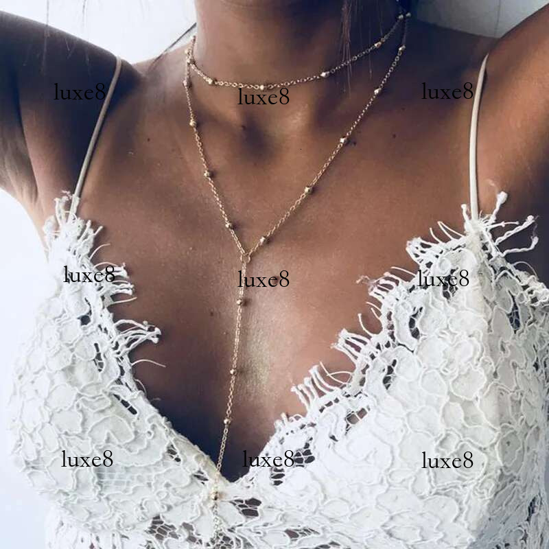 Fashion Simple Geometric Tassel Bead Collarbone Chain For Women Long Necklace Accessories Gifts Jewelry