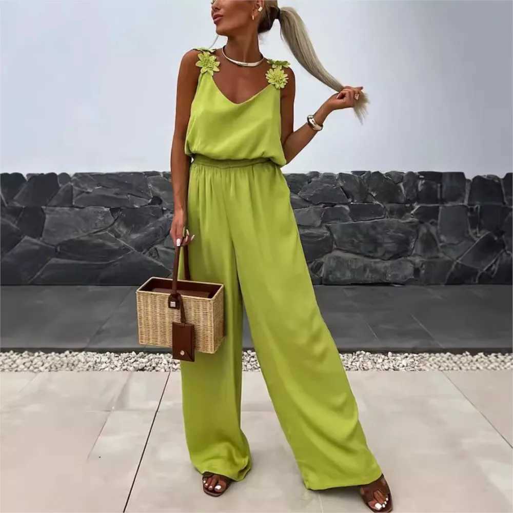 Spring Summer Sexy Suspender Jumpsuit For Womens Fashion Waist Relaxed Slveless Vacation Female Elegant Jumpsuit Pants 2024 X2503181