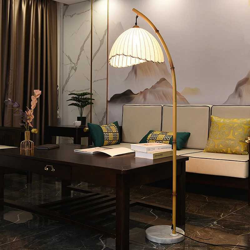 Foyer Wabi Sabi canvas shadow LED floor light Nordic bamboo design metal floor light Nordic Minimalism Living Room Lustre light X250318