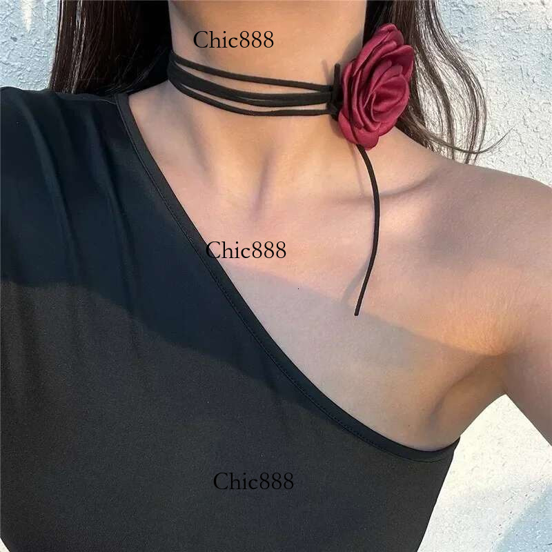 Rose wer Clavicle Chain Necklace for Women 4 Colors Gothic Ladies Korean Fashion Adjustable Sexy Rope Choker Y2K Accessories