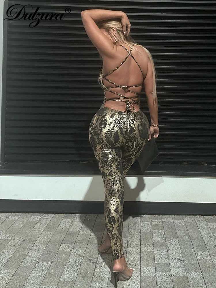 Dulgura jumpsuit with backless cross straps sexy and shiny Vocation 2024 spring/summer womens party club outfit X250318