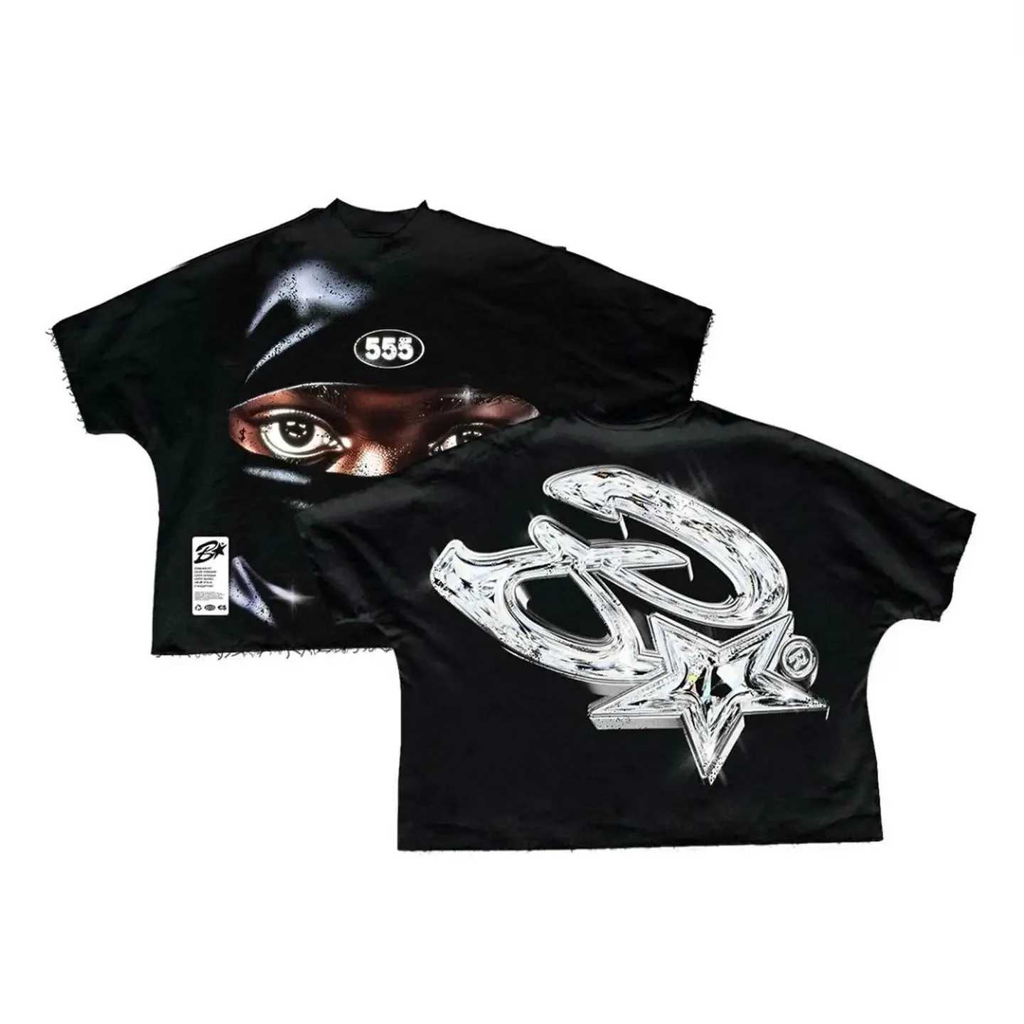 Y2K Retro Mens New Street Clothing Harajuku Hip Hop Alphabet Pattern T-shirt Gothic Cotton Short SleeveXJ250318
