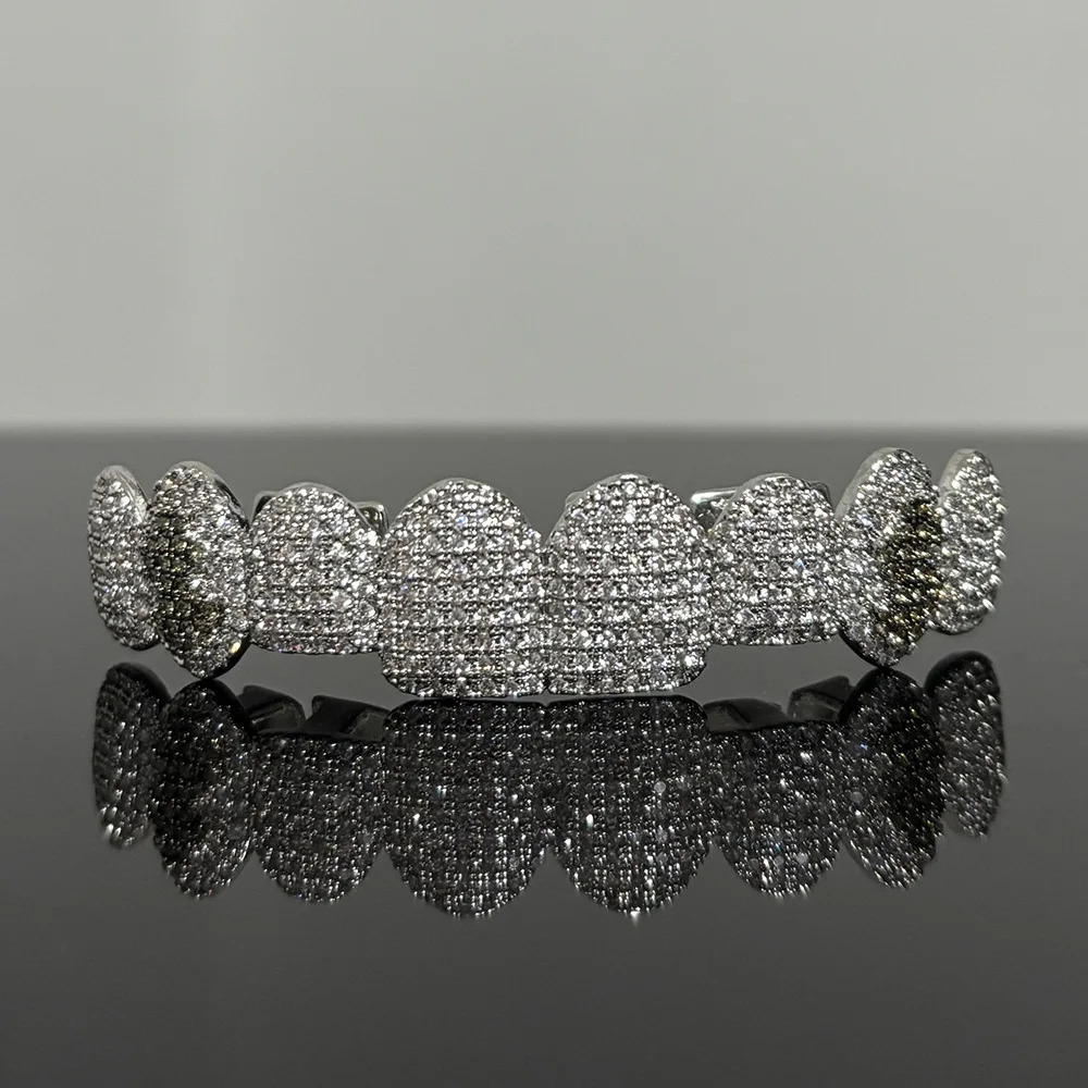RACHELZ Iced Out CZ Stone Dollars Teeth Gold Silver Color Cubic Zircon Tooth Caps For Women Men Jewelry 250318