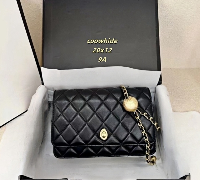 7A 25ss Chain Bag designer womens bags luxury handbags shoulder bag Cowhide classic fashion trendy bag wallet messenger20cm small Fortune Bag Gold ball Silver