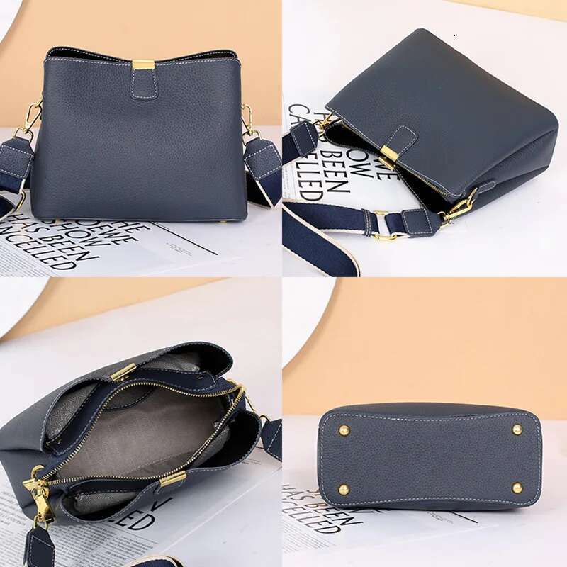 2024 Women's Genuine Leather Female New Bucket Handbag Lady Fashion Casual Shoulder Bag Crossbody Messenger For Girls