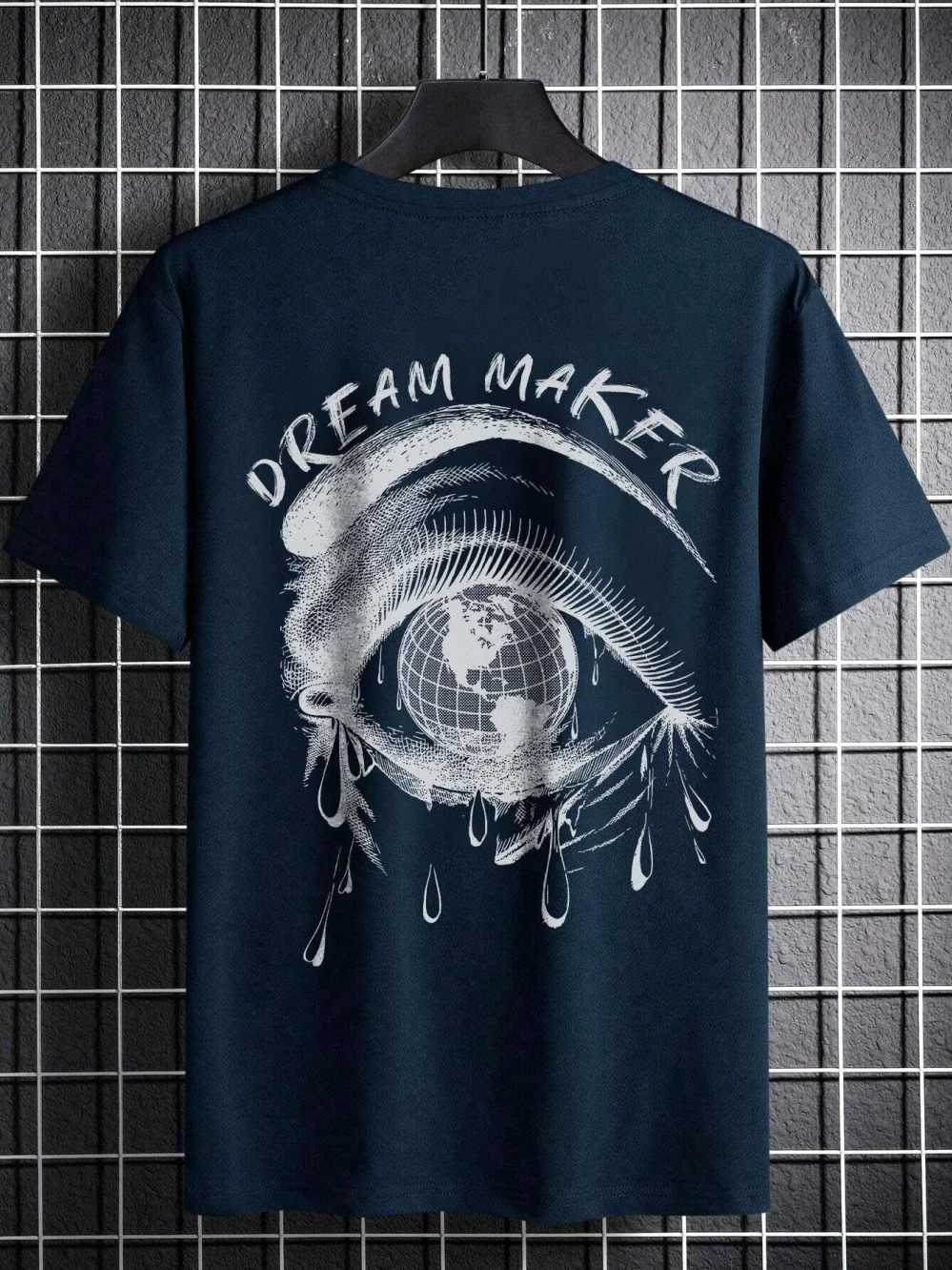 Dream Maker Tearful Earth Printing T-shirt Mens Summer Loose T-shirt Cotton Casual Street T-shirt Hip Hop Extra Large T-shirtXJ250318