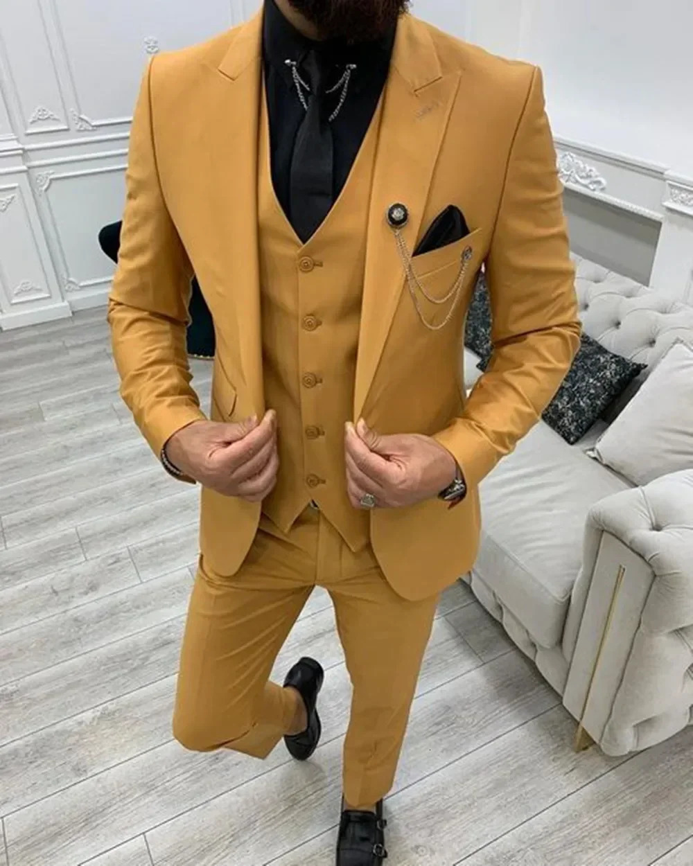 Green Lapel Slim Fit Men Suits 3 Pieces Tuxedos Suit Men Blazer Sets Groom Wedding Prom Costume Men 250224
