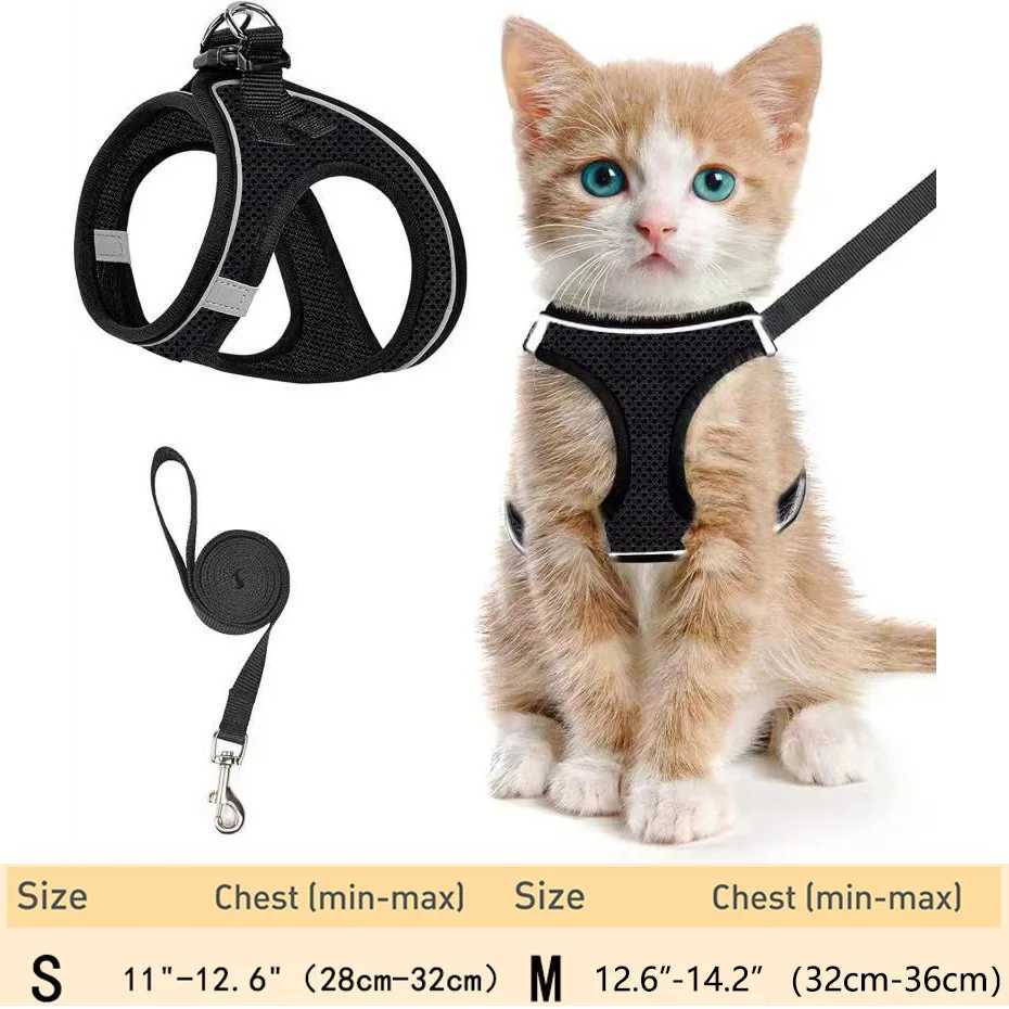 Cat harness and belt for hiking escape adjustable kitten vest harness reflective soft mesh puppy harness for outdoor use CT250318