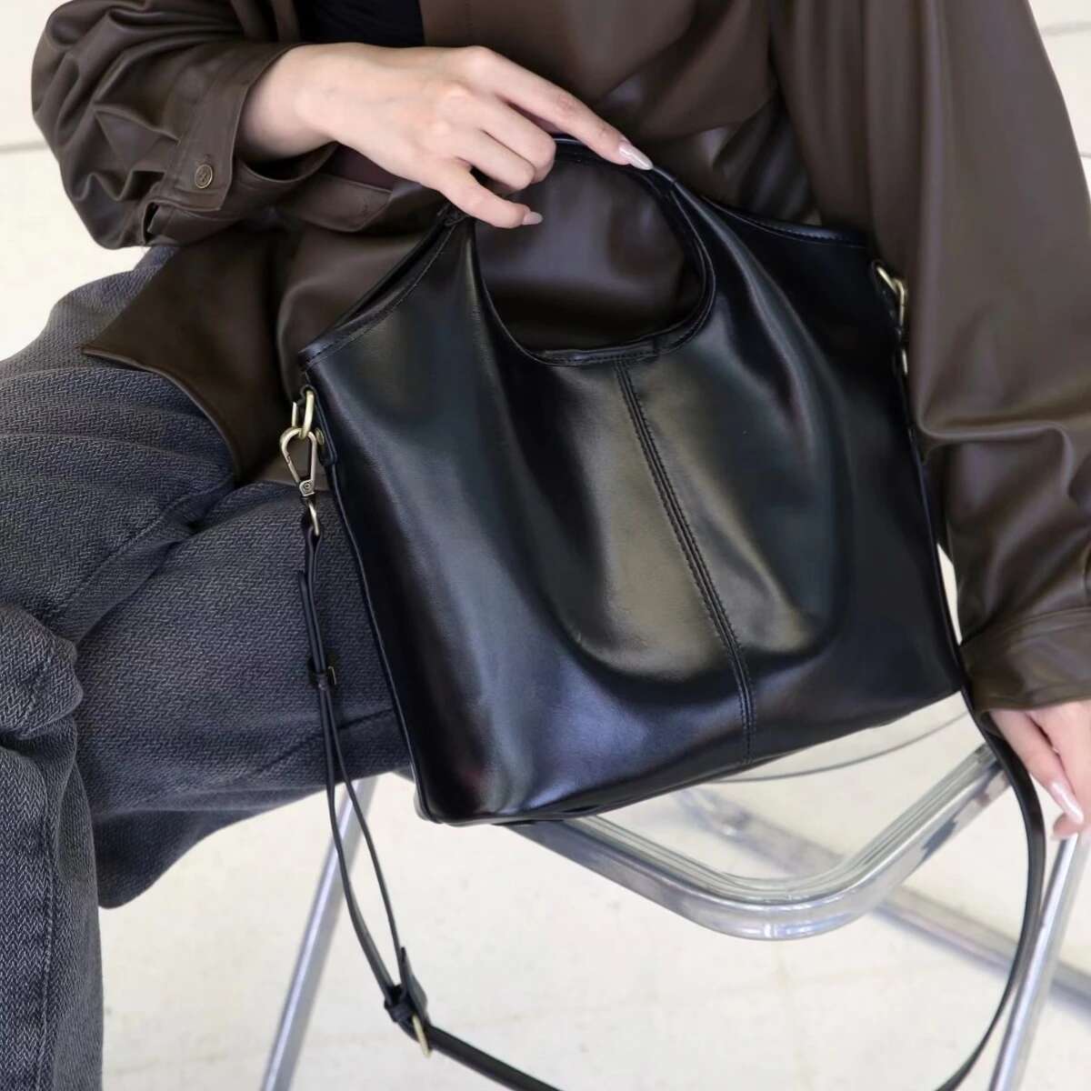 YANATARI Genuine leather woman shoulder Handbags ladies crossbody bags designer minimalism tote bag Bucket Bag