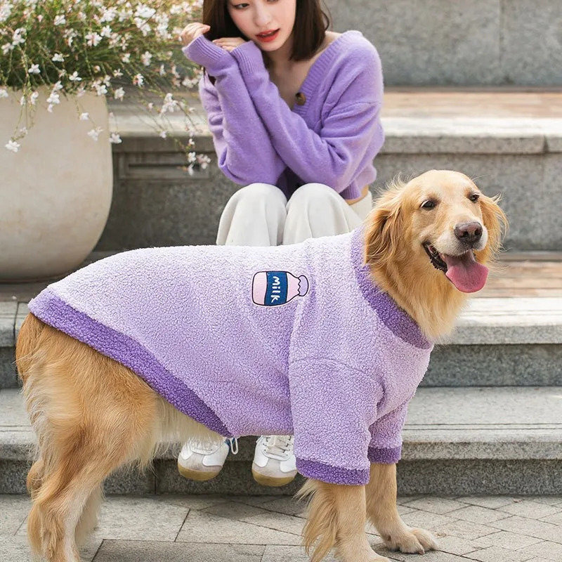 Big Dog Wool Hoodie Soft Warm Clothing Pet Vest Golden Retriever Labrador Jacket 250318
