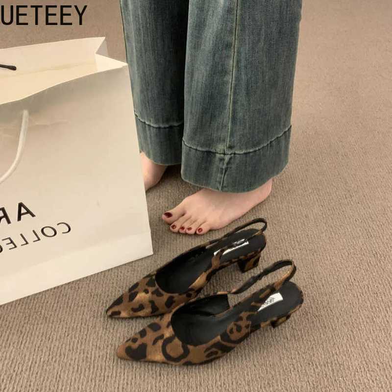 Summer Pointed Toe Thin Heel Wen Sandals Fi Leopard Print Womens Striptease Party Sandals Y250317