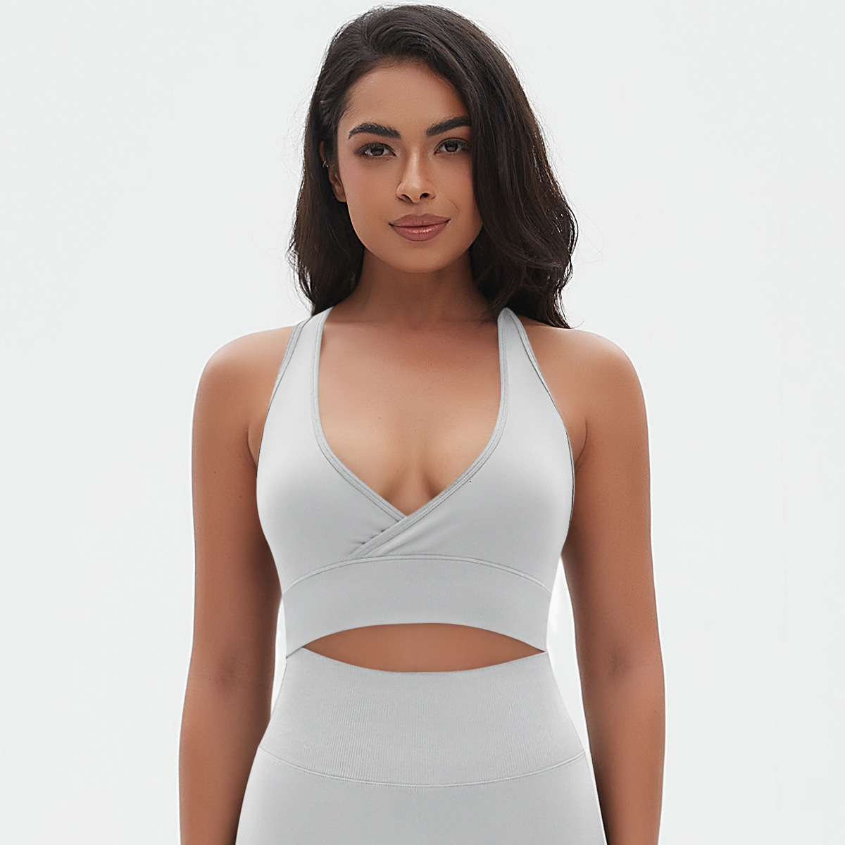 New tracksuit seamless solid color cross sexy back sports bra, running fitness yoga suit, bra for women leggings