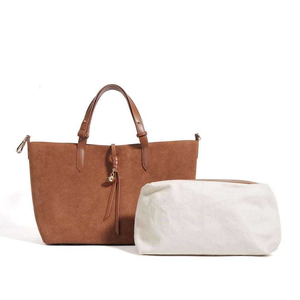 Suede Leather Bag For Women Handbag And Casual Tote Big Capacity Shoulder Brown Purses New