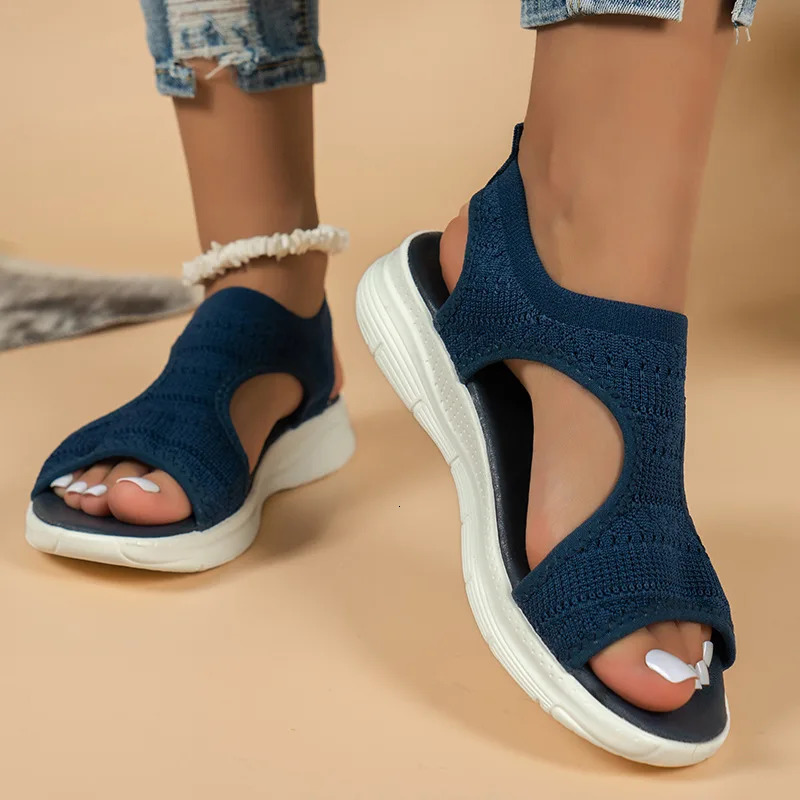 Women Summer Shoes 2024 Mesh Fish Platform Sandals Womens Open Toe Wedge Sandals Ladies Light Casual Shoes Zapatillas Muje 250317