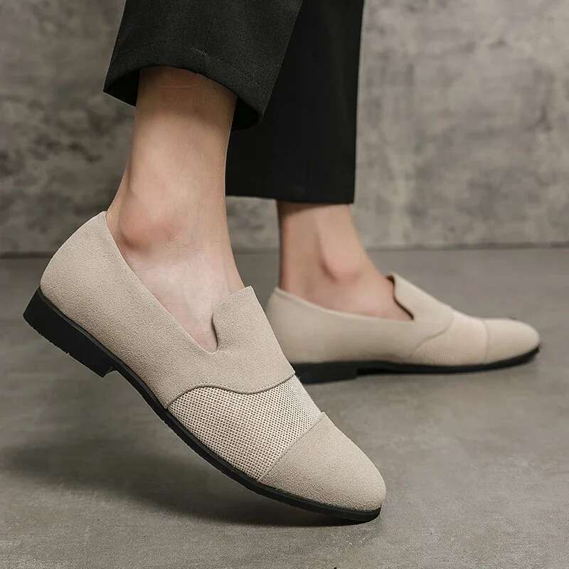 Simple and Lightweight Loafers High Quality Men Casual Flat Light Fashion Trend Moccasins Slip on Nubuck Leather Driving Shoes