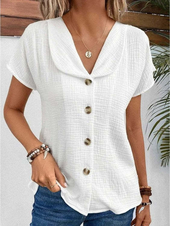 2025 new women's summer short sleeved cotton top casual shirt ddmySept