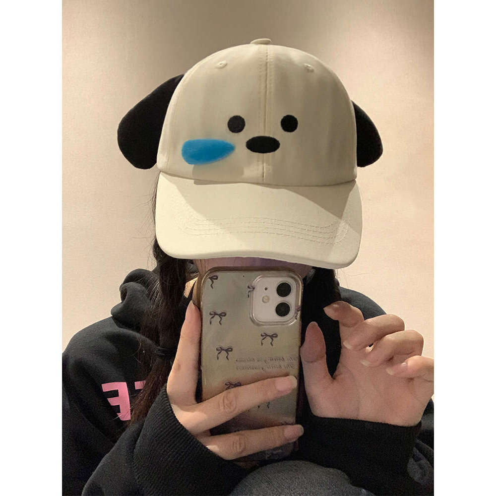 Cute Sleepy Dog Baseball for Women Summer 2024 New Sweet Girl Show Face Small Sunscreen Duck Tongue Hat