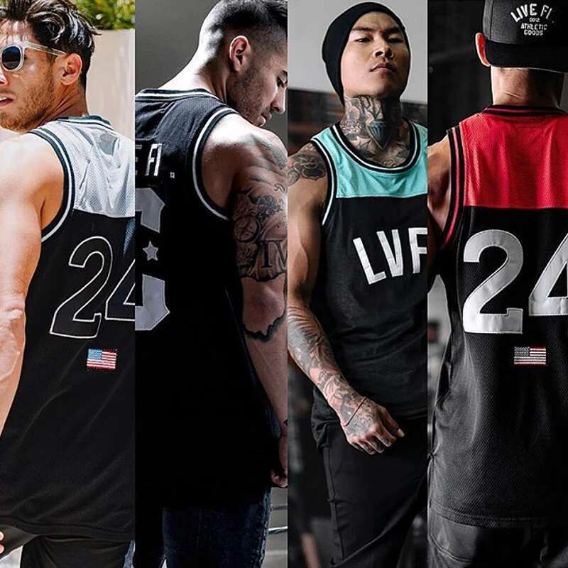 Men's Gym Fiess Quick Dry Basketball Tank Top Jogger Sleeveless Shirt Breathable Sports Male Running Clothing Casual Vest