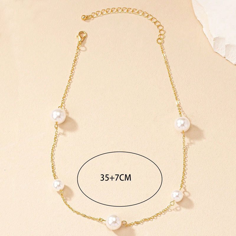 Imitation Pearl Chain Necklace Female Network Red Ins Light Luxury Style All Collarbone Chain Choker Jewelry