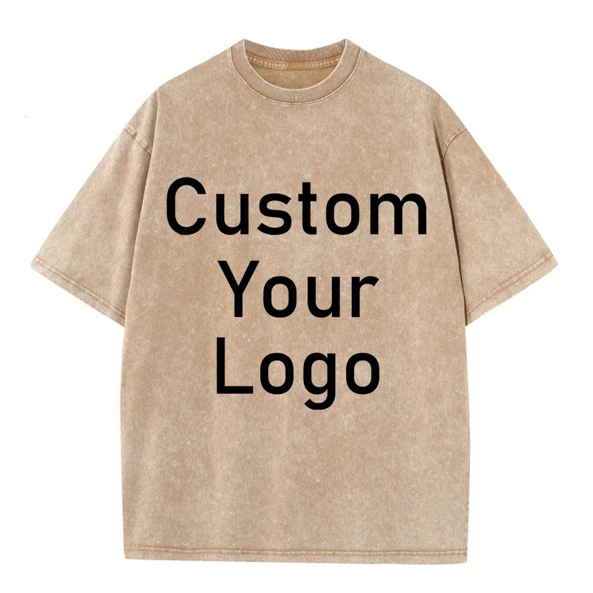 High quality 260g cotton custom mens acid washed shirt retro short sleeved T-shirt street clothing oversized top 250317