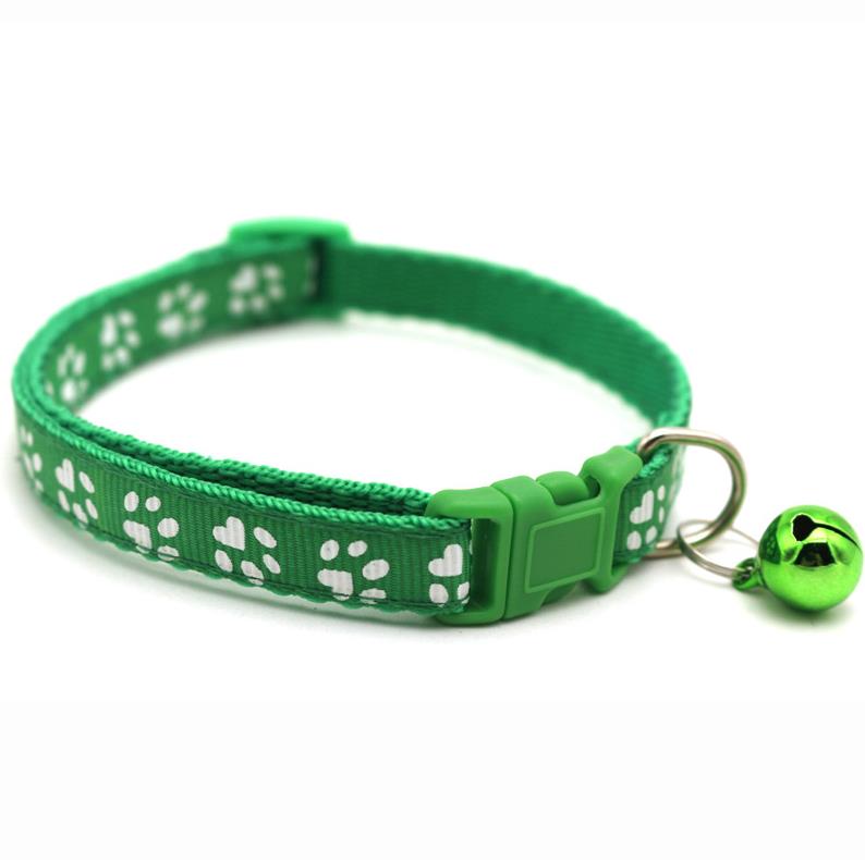 Cartoon Footprint Pet Collar with Bell Colorful Dog Puppy Cat Kitten Collar Adjustable Safety Bell Ring Necklace Pet Accessories ni322