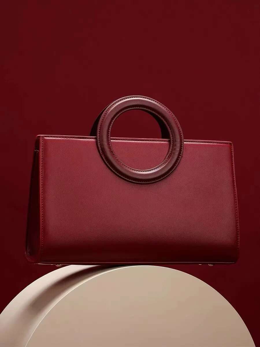 High Quality Textured Leather Sexy Red Color Tote Fashion Women's Handbag Lady Purse Shoulder Messenger Wedding Bag