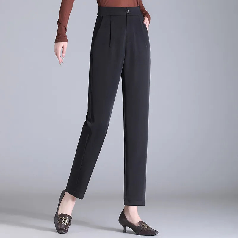 Blue high waisted narrow straight leg pants suitable for spring and autumn loose sets weight loss 250317