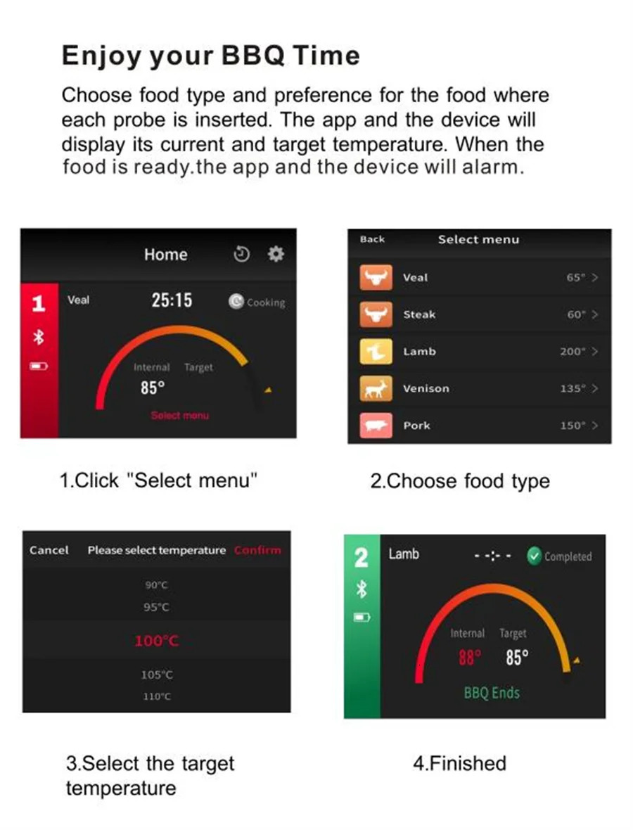 est Wireless Meat Food Thermometer Kitchen Cooking Tool Oven Grill BBQ Steak Bluetooth Temperature Meter Barbecue Accessories 250331