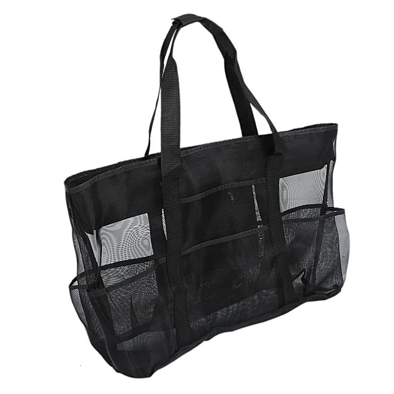 8 Pockets Summer Large Beach Bag for Towels Mesh Durable Beach Bag for Toys Waterproof Underwear Pocket Beach Tote Bag Handbags R250318