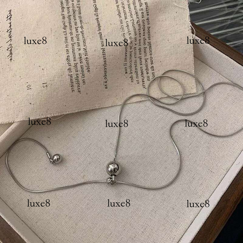 Stainless Steel Sier Color Beaded for Women Fashion Metal Pull Long Snake Bone Chain Necklaces Jewelry Party Gifts