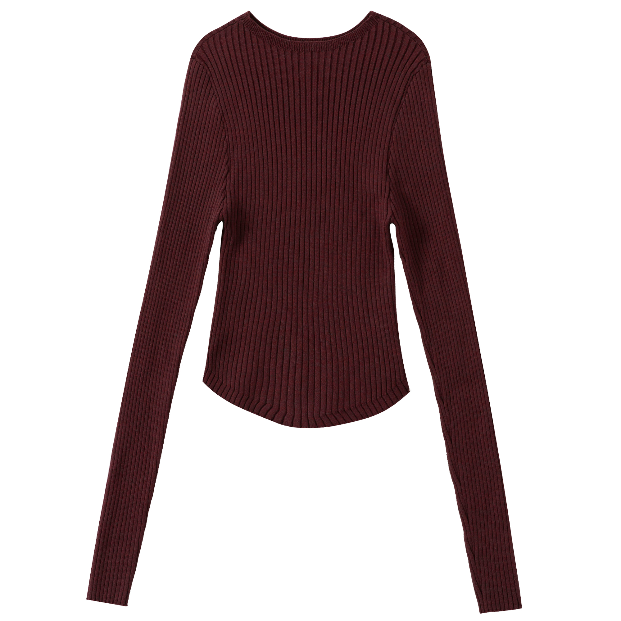 Ladies' casual long sleeved top - slim fit cut striped pattern and unique texture