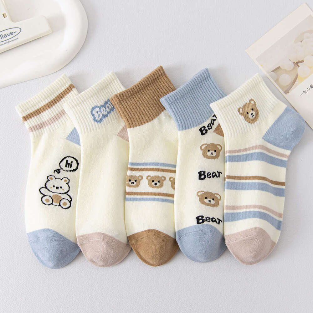 Sock Designer Socks Socks Designer 5 Pairs of Short Shallow Mouth Korean Cute Top for Women Low Waist Cotton Socks Instagram Trendy Sports Socks