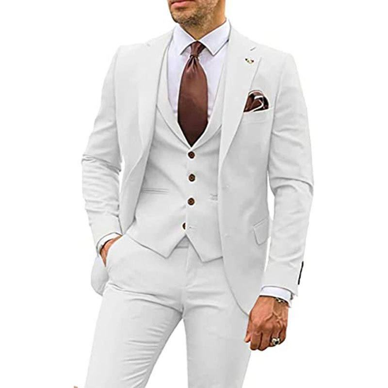 Men's Suits Brown Slim Fit Men Wear Formal Costume Homme Wedding Tuxedos 3 Pieces Blazers Masculino Jacket Pants Vest
