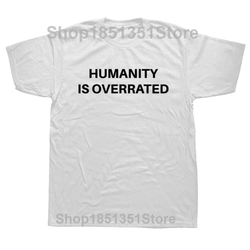 Humanity Is Overrated T-Shirt Boys Animal Print Shirt T Shirt for Men Anime Clothes New in Tops Tees Heavyweight Male CartoonXJ250318