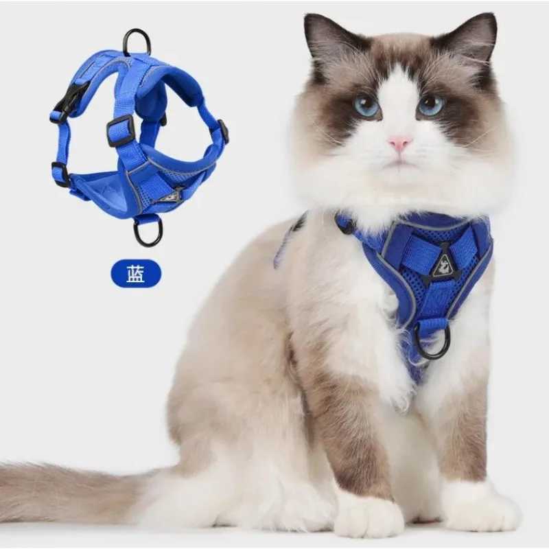 Fashionable Reflective Cat Strap and Belt Set Breathable Mesh Pet Strap Suitable for Puppies Cats Kitten Accessories Collier ChatT250318