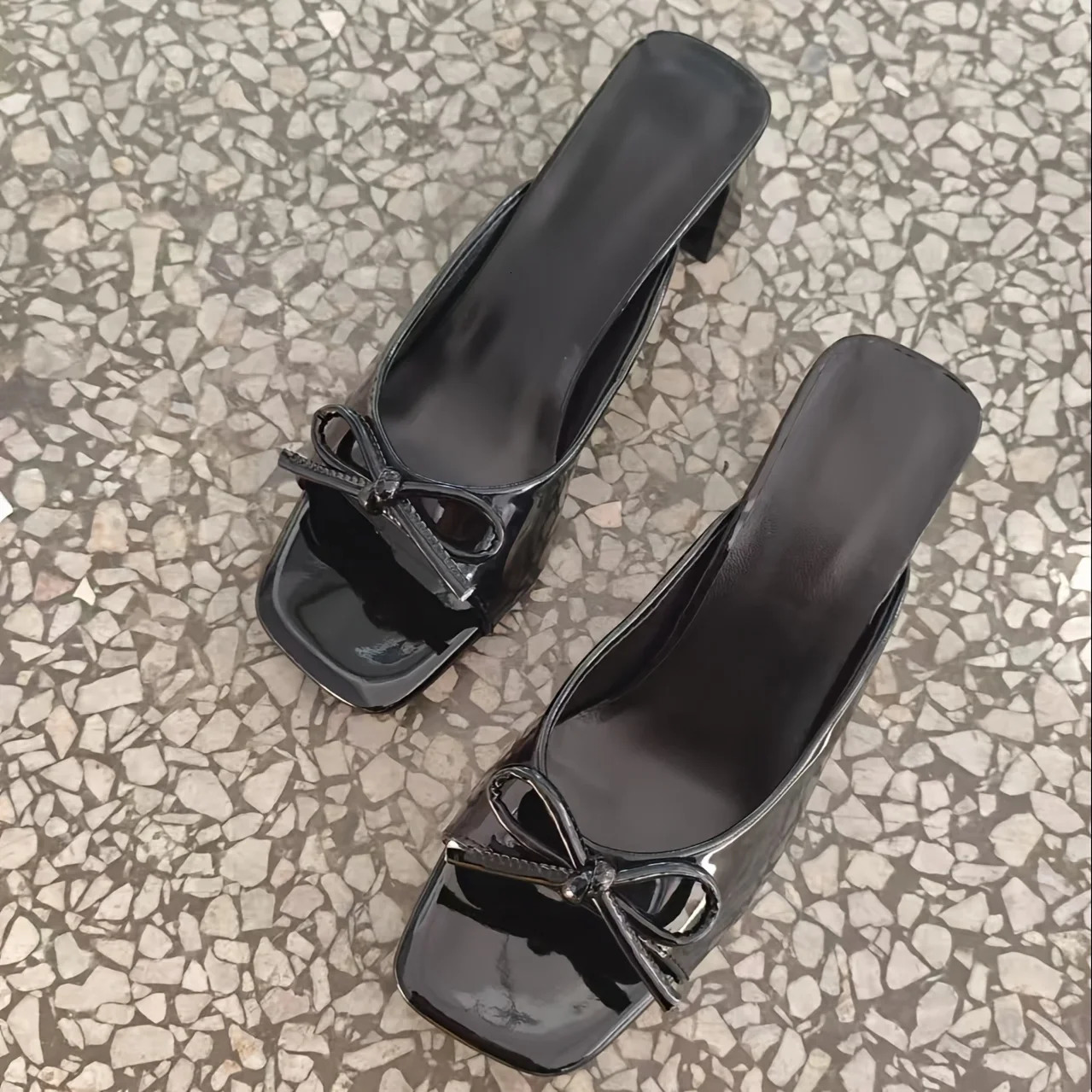 2025 Summer Fashion Elegant Fish Mouth Thick Sole High Heels Comfortable Sexy Bow Banquet Slippers Casual Womens Shoes 250318